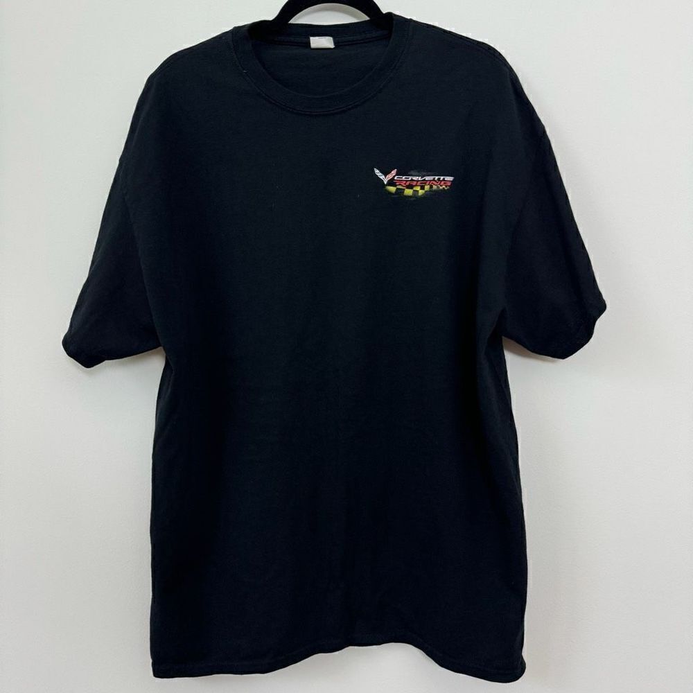 Corvette Racing Men's Short Sleeve Black Cotton Graphic T-shirt Size L